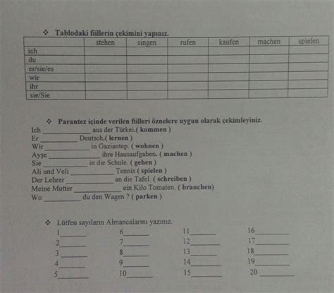 Almanca çalışma kağıdı 9 sınıf